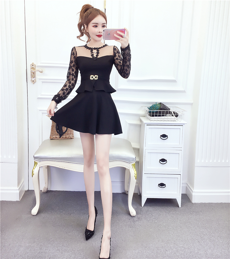 Gauze pinched waist strapless skirt sexy ladies tops a set