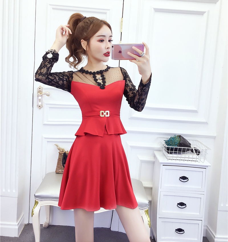 Gauze pinched waist strapless skirt sexy ladies tops a set