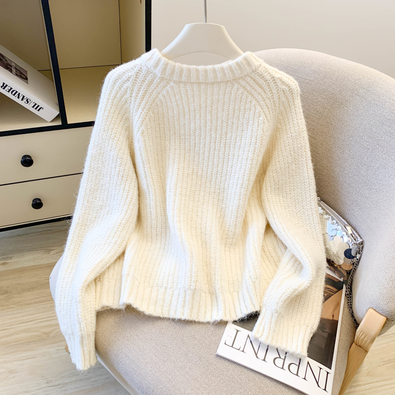 Short knitted sweater double zip lazy coat