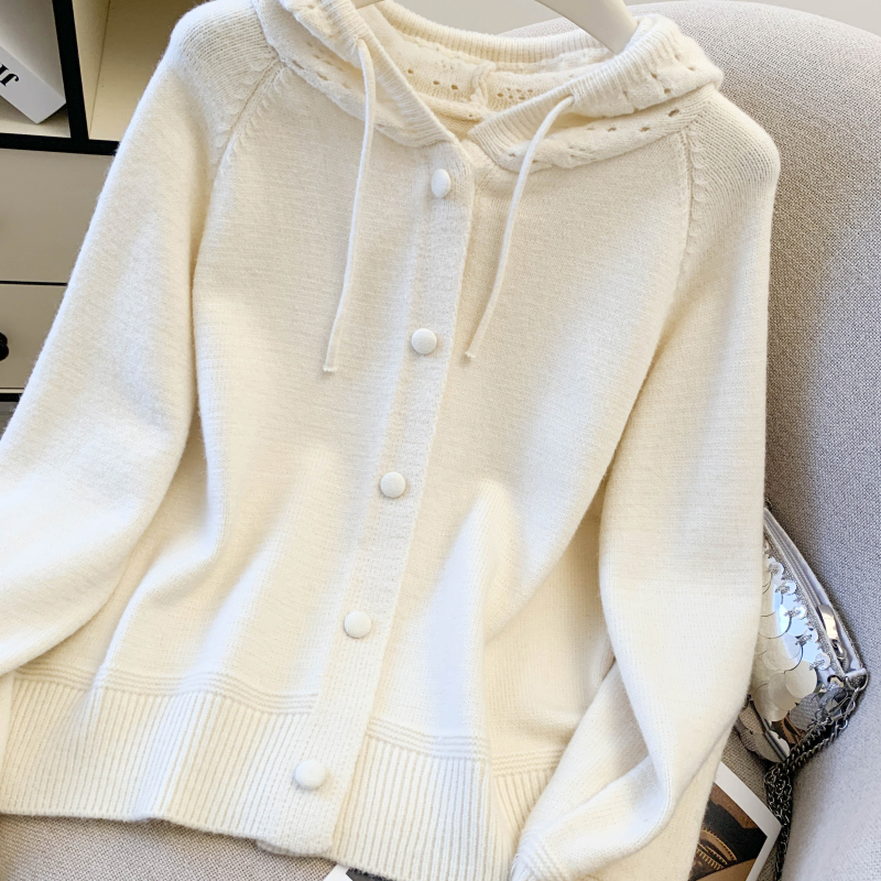 Western style fashion thick sweater hooded pure cardigan