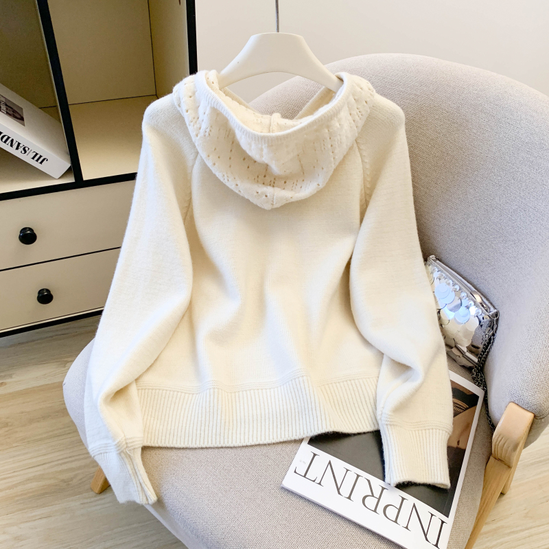 Western style fashion thick sweater hooded pure cardigan