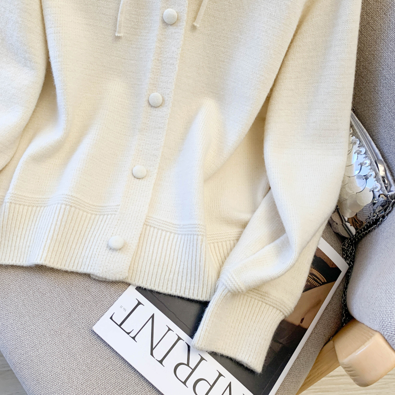 Western style fashion thick sweater hooded pure cardigan