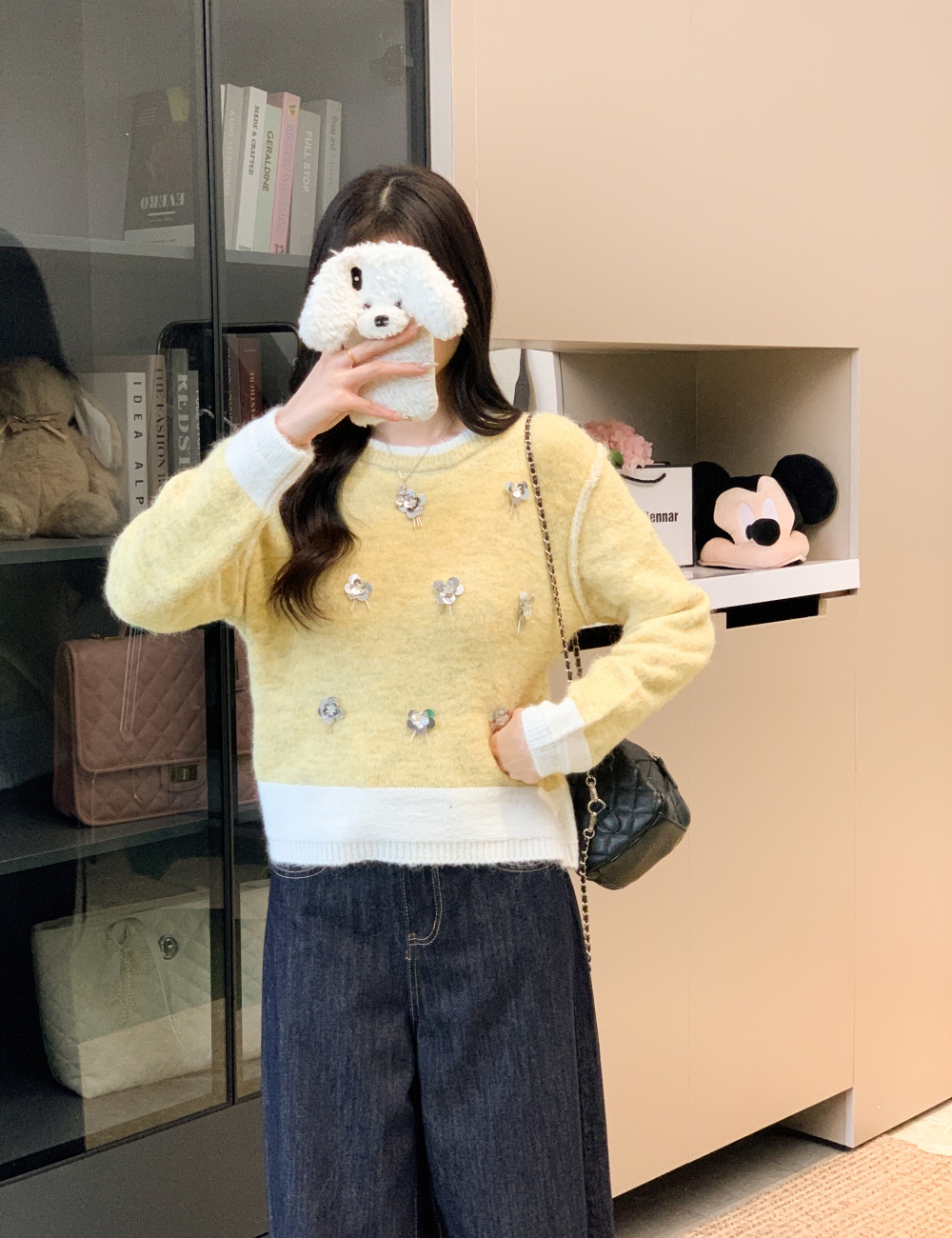 Autumn and winter sweater flowers tops for women