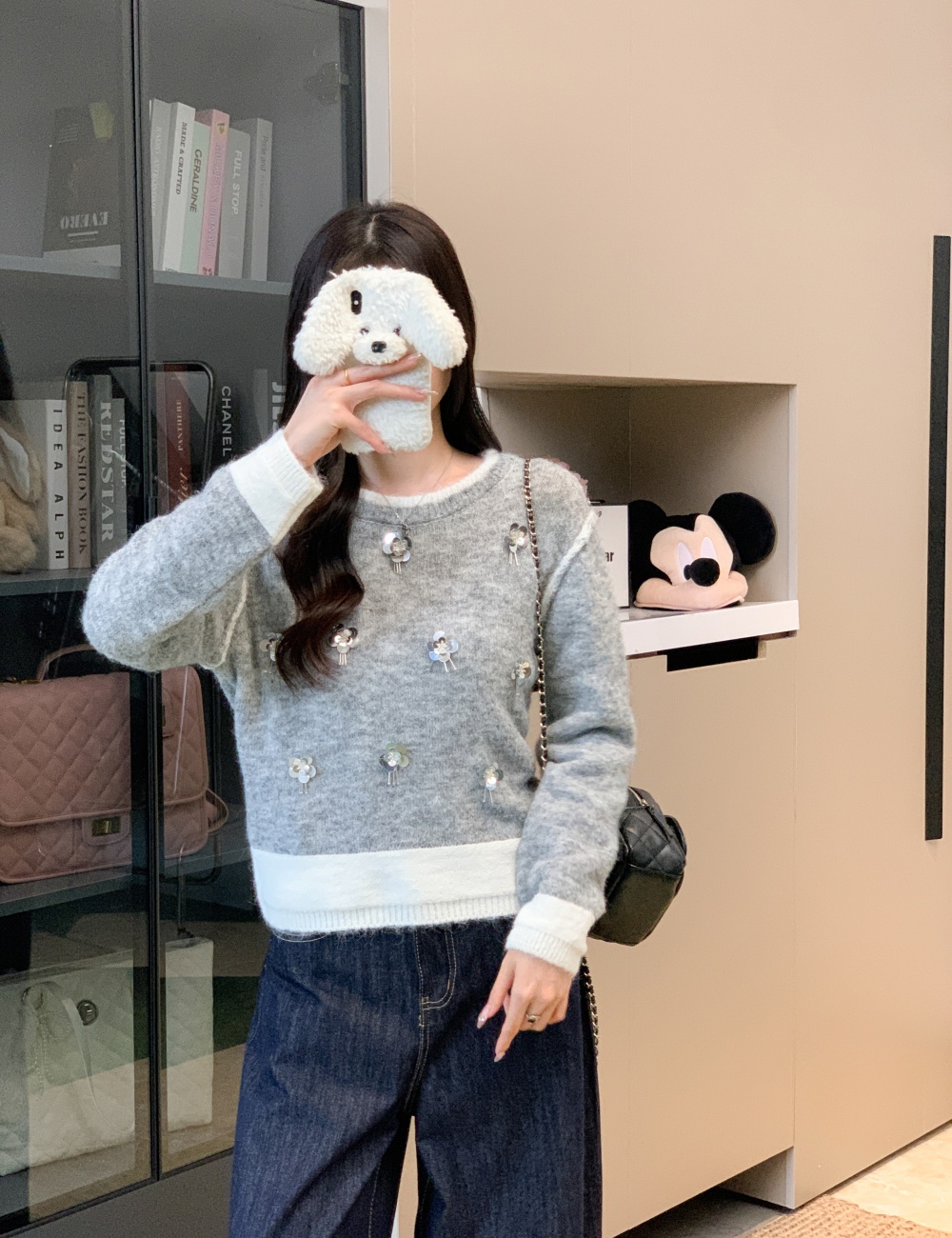 Autumn and winter sweater flowers tops for women