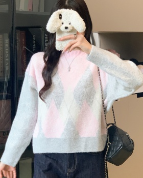 Western style sweater mixed colors tops for women