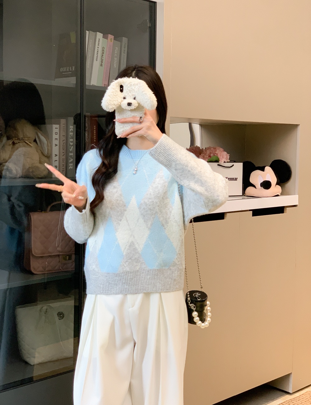 Western style sweater mixed colors tops for women