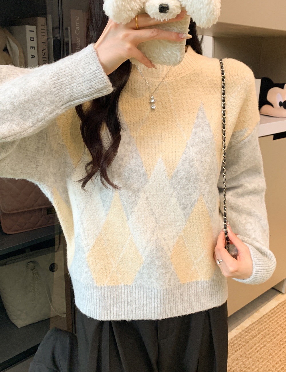 Western style sweater mixed colors tops for women