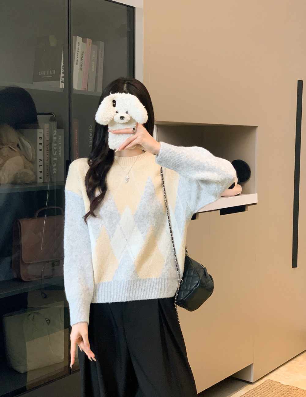 Western style sweater mixed colors tops for women