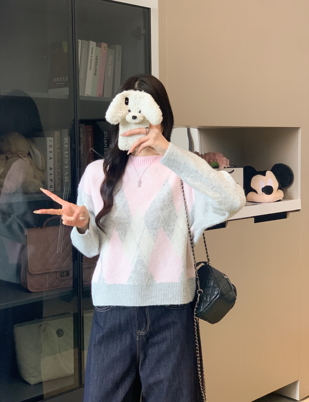 Western style sweater mixed colors tops for women