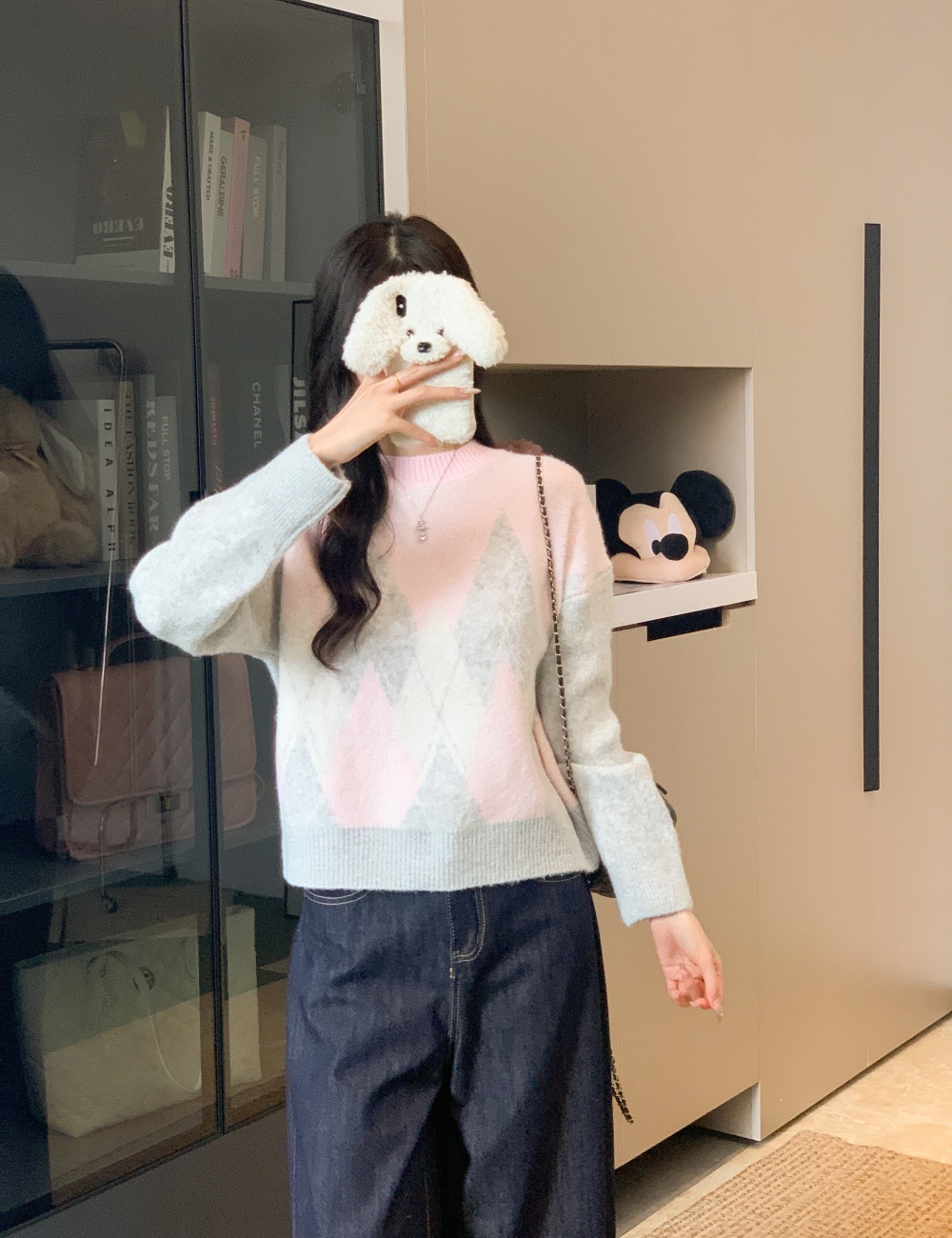 Western style sweater mixed colors tops for women