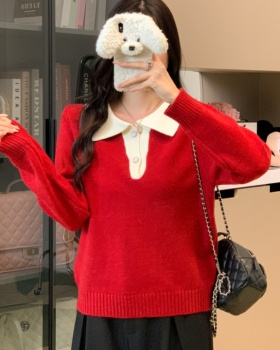 Commuting loose sweater mixed colors pullover tops for women