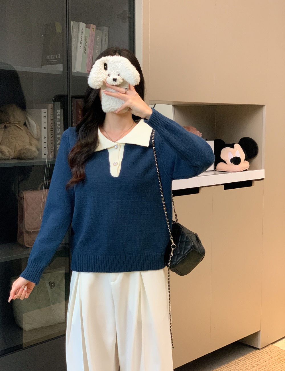 Commuting loose sweater mixed colors pullover tops for women