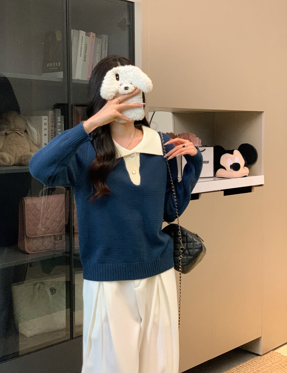 Commuting loose sweater mixed colors pullover tops for women