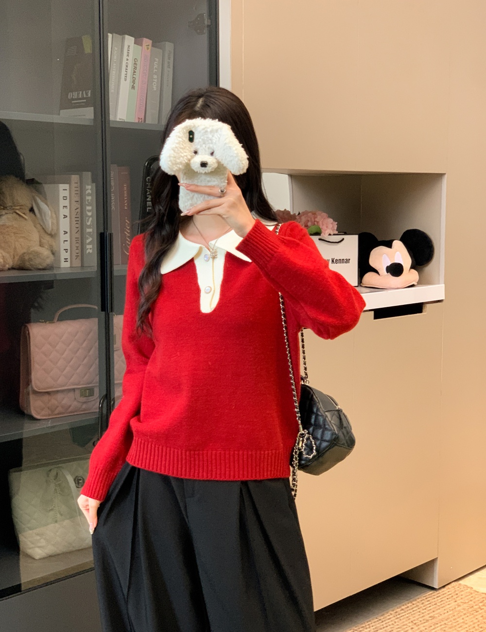 Commuting loose sweater mixed colors pullover tops for women