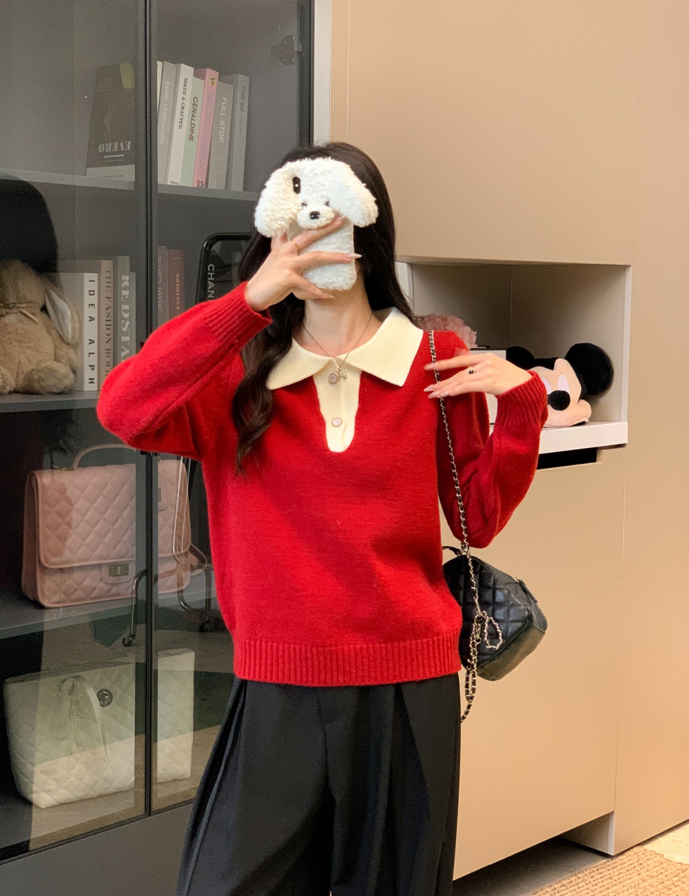 Commuting loose sweater mixed colors pullover tops for women