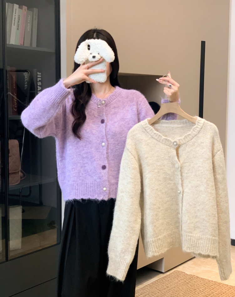 Long sleeve tender cardigan loose purple tops for women