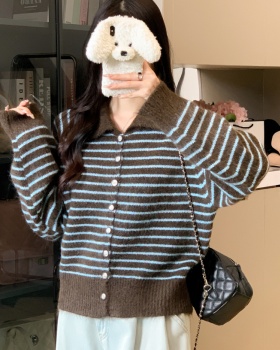 All-match Korean style coat wool lapel sweater for women