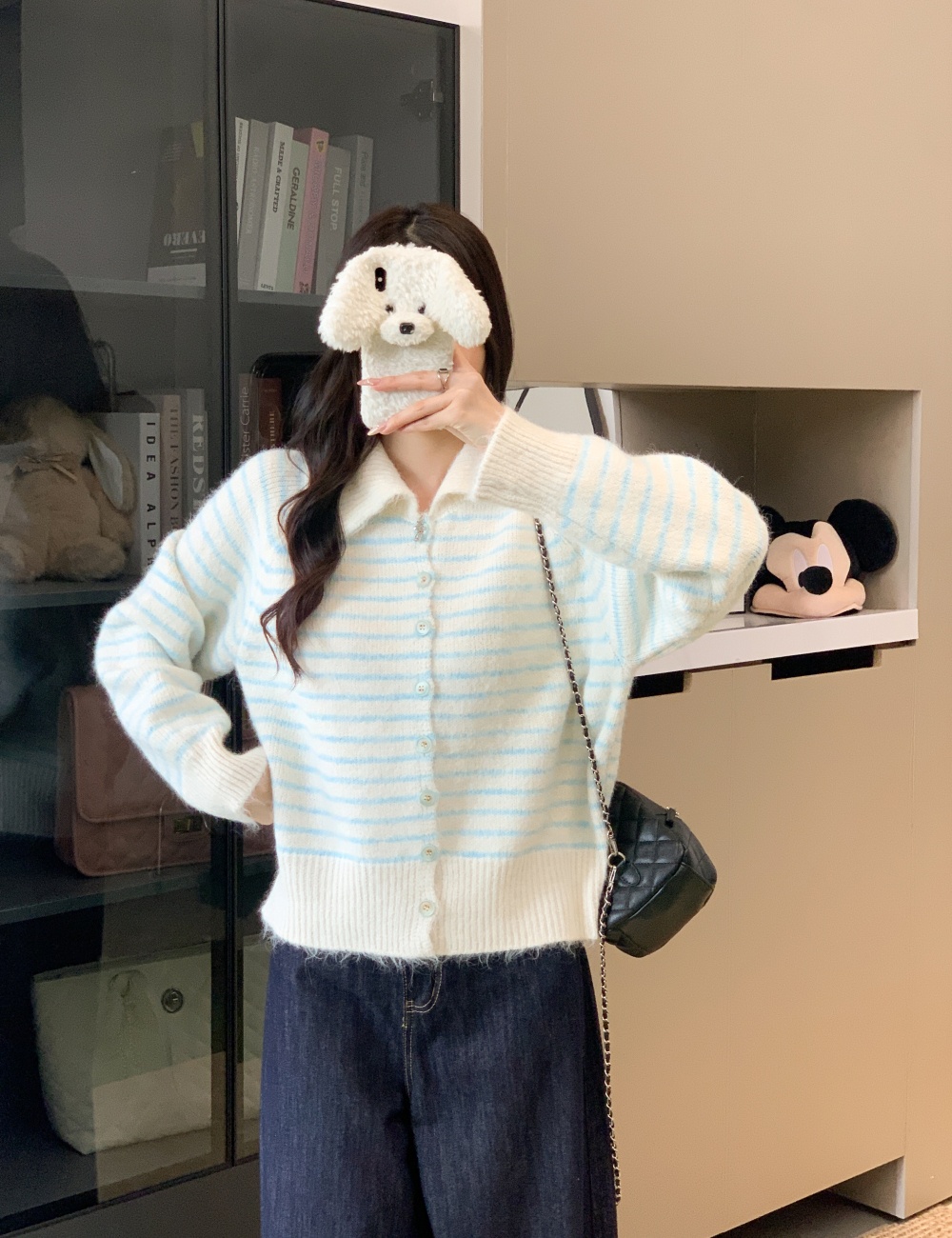 All-match Korean style coat wool lapel sweater for women