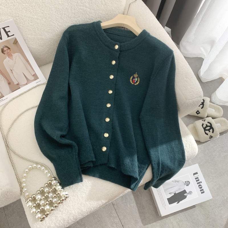 Embroidered simple coat long sleeve tops for women