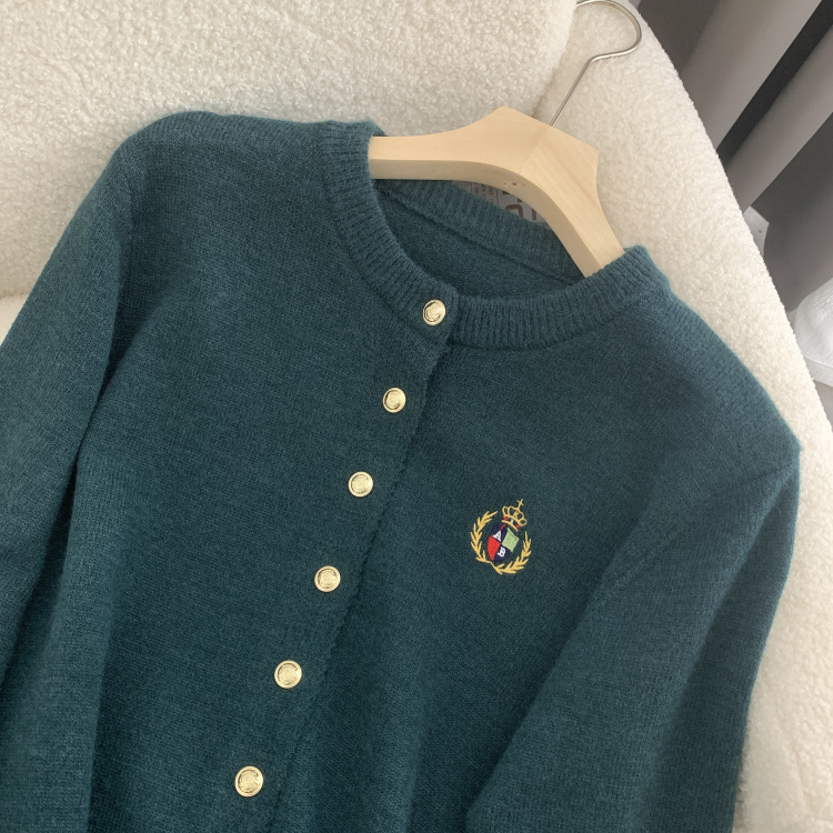 Embroidered simple coat long sleeve tops for women