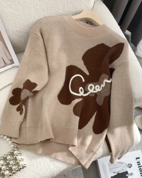 All-match loose sweater round neck coat for women