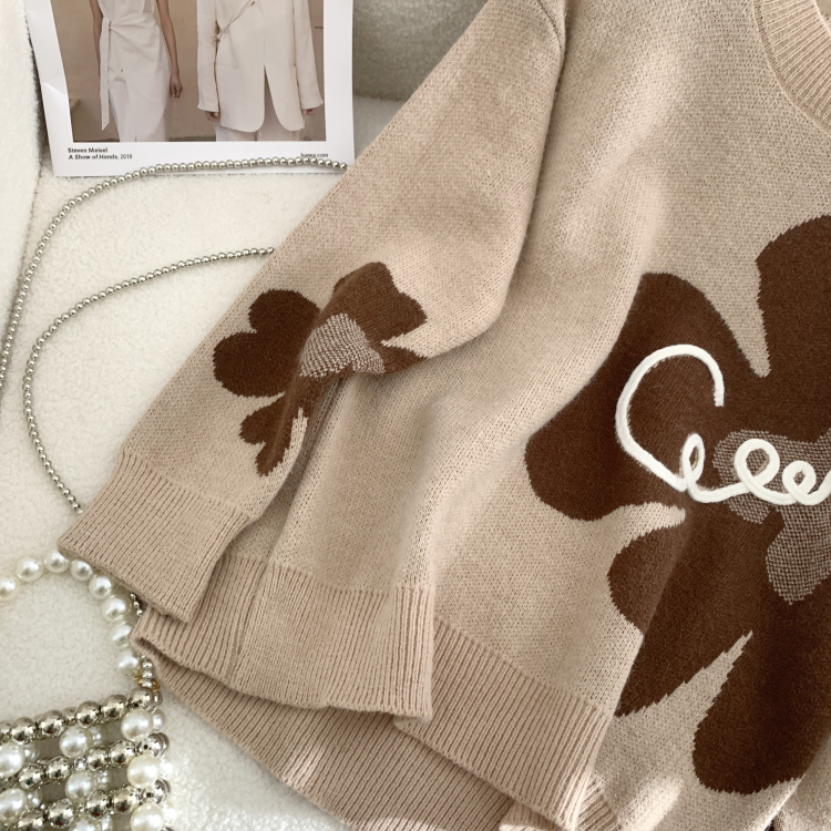 All-match loose sweater round neck coat for women