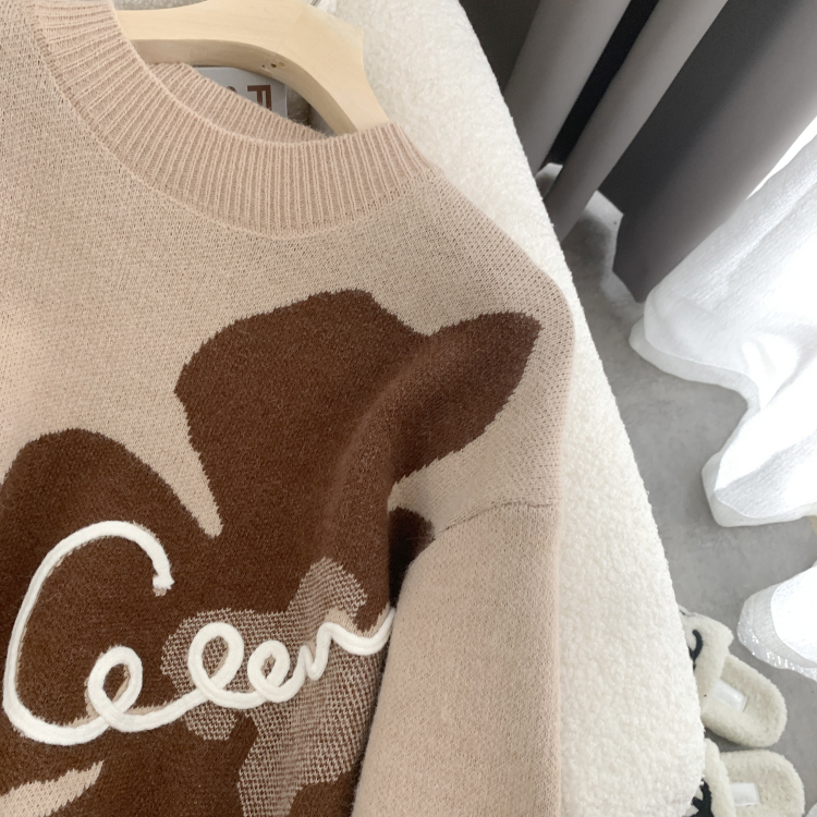 All-match loose sweater round neck coat for women