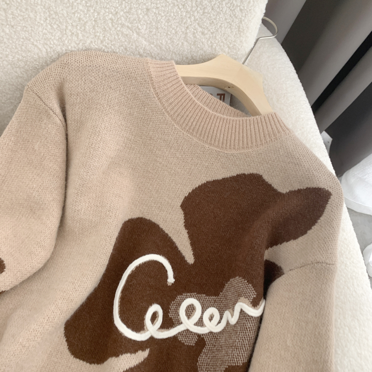 All-match loose sweater round neck coat for women