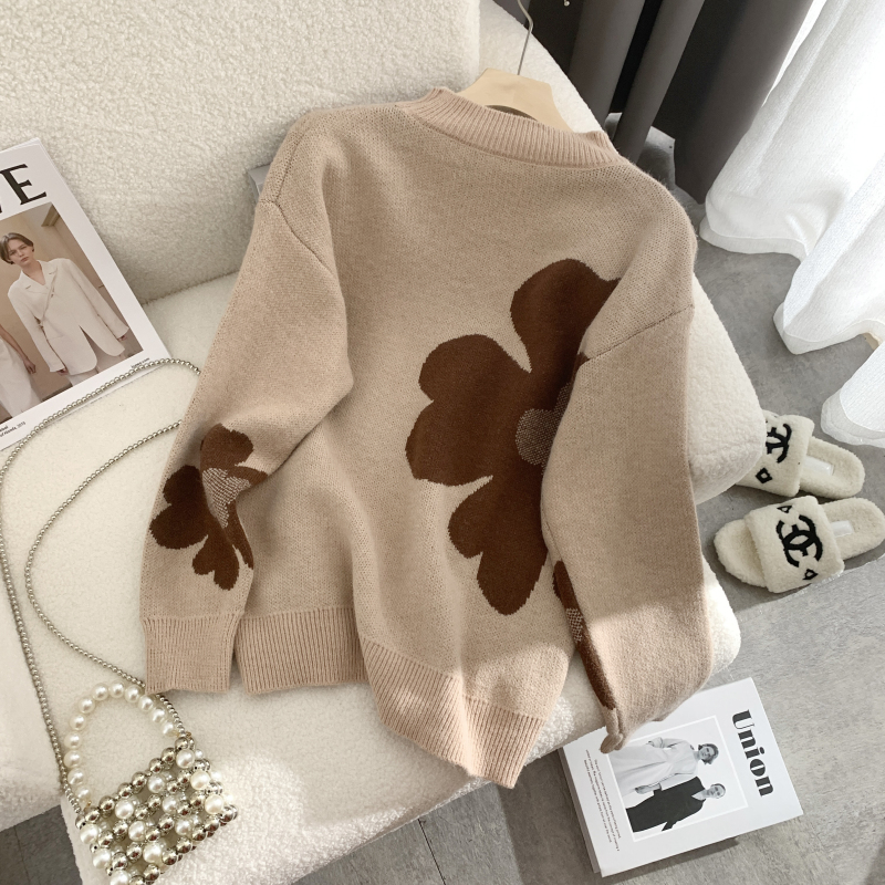 All-match loose sweater round neck coat for women
