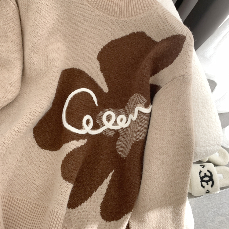 All-match loose sweater round neck coat for women