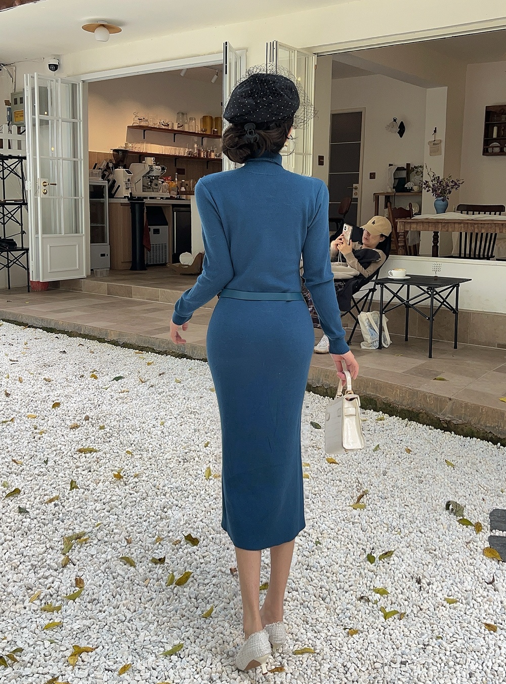 Knitted package hip sweater dress long sleeve long dress