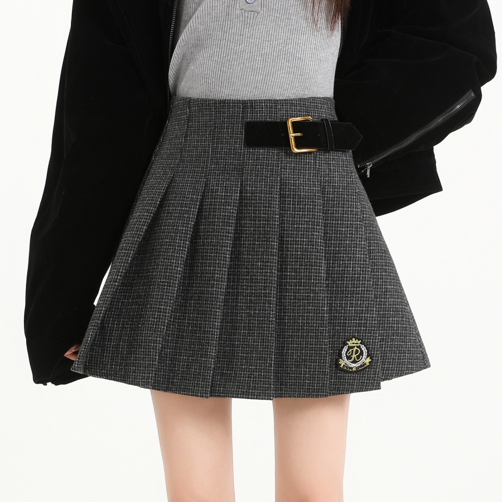 Woolen short skirt retro skirt for women