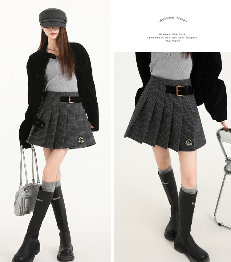 Woolen short skirt retro skirt for women