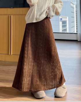 Jacquard plus velvet high waist knitted skirt for women