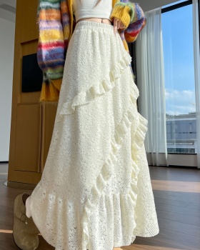 Irregular big skirt plus velvet lace skirt for women