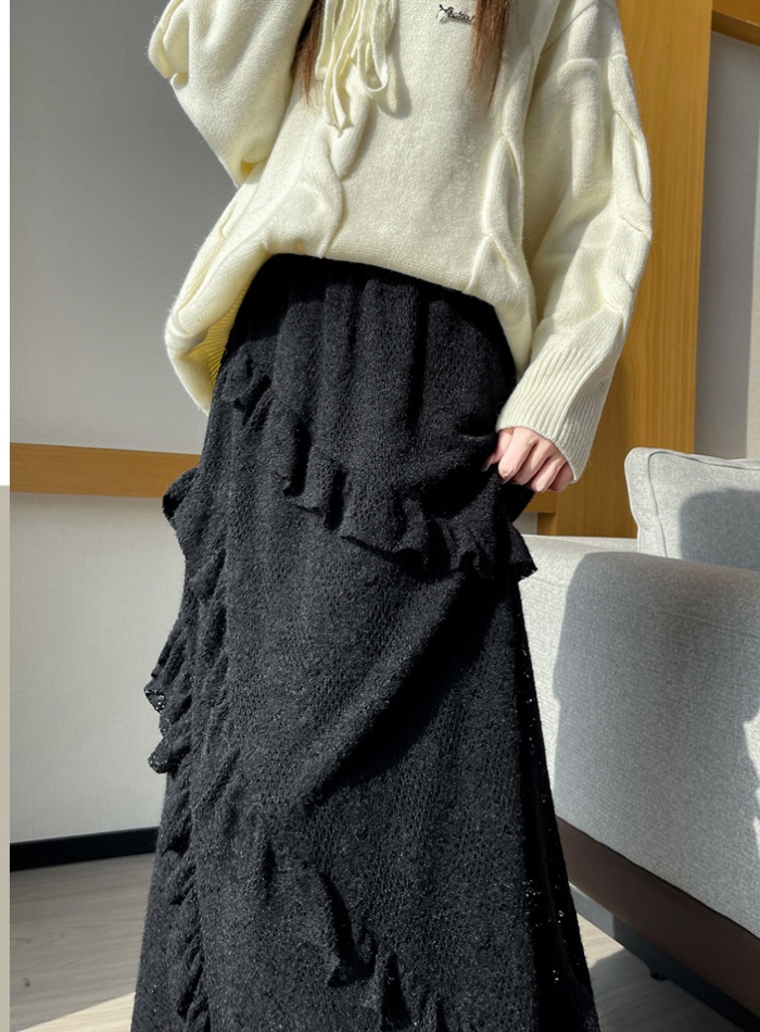 Irregular big skirt plus velvet lace skirt for women