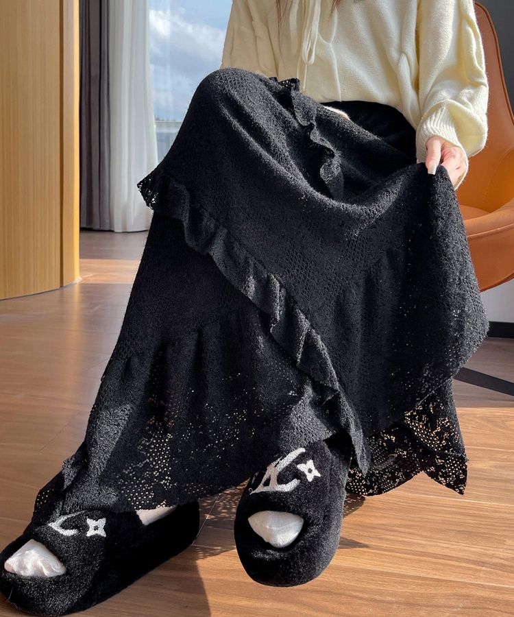 Irregular big skirt plus velvet lace skirt for women