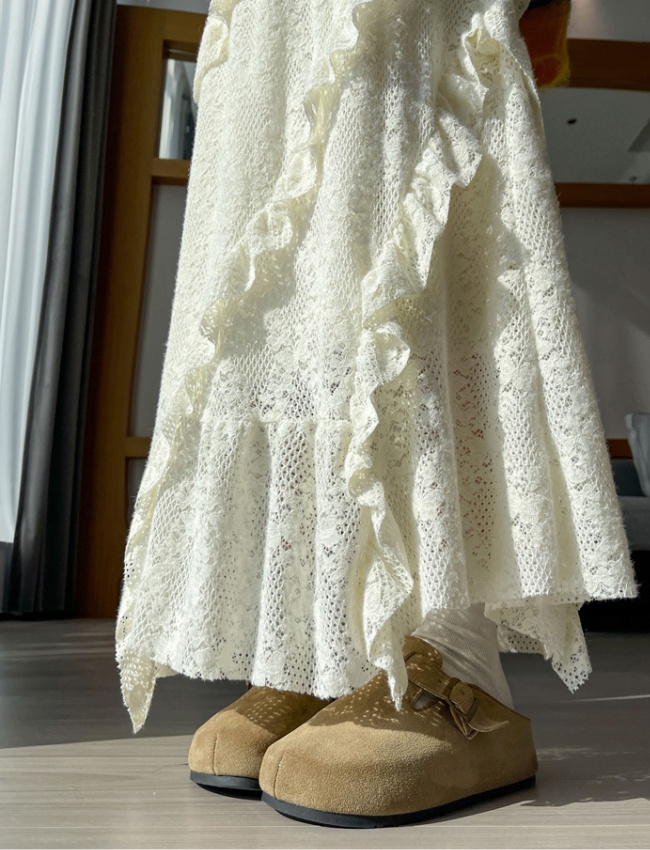 Irregular big skirt plus velvet lace skirt for women