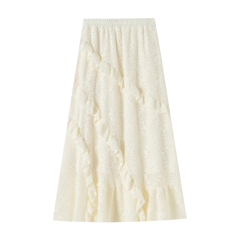 Irregular big skirt plus velvet lace skirt for women