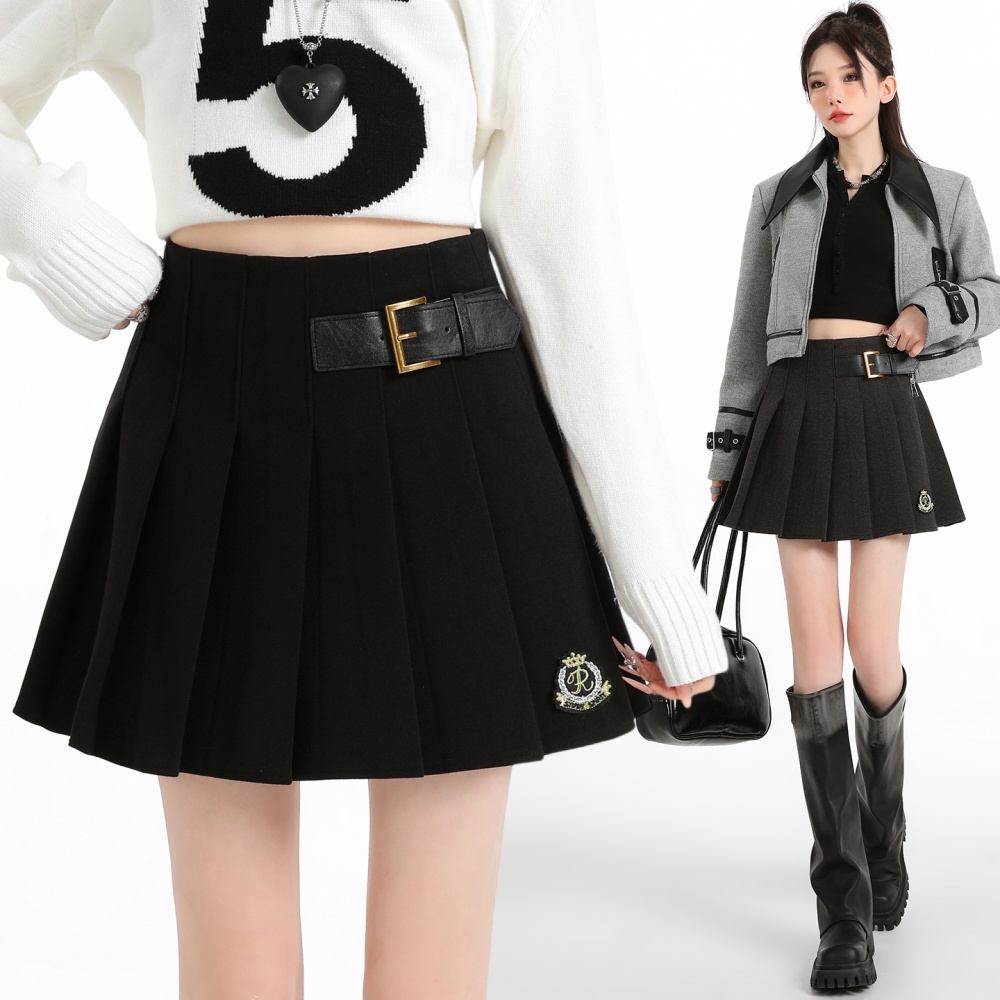 Woolen high waist skirt anti emptied short skirt for women