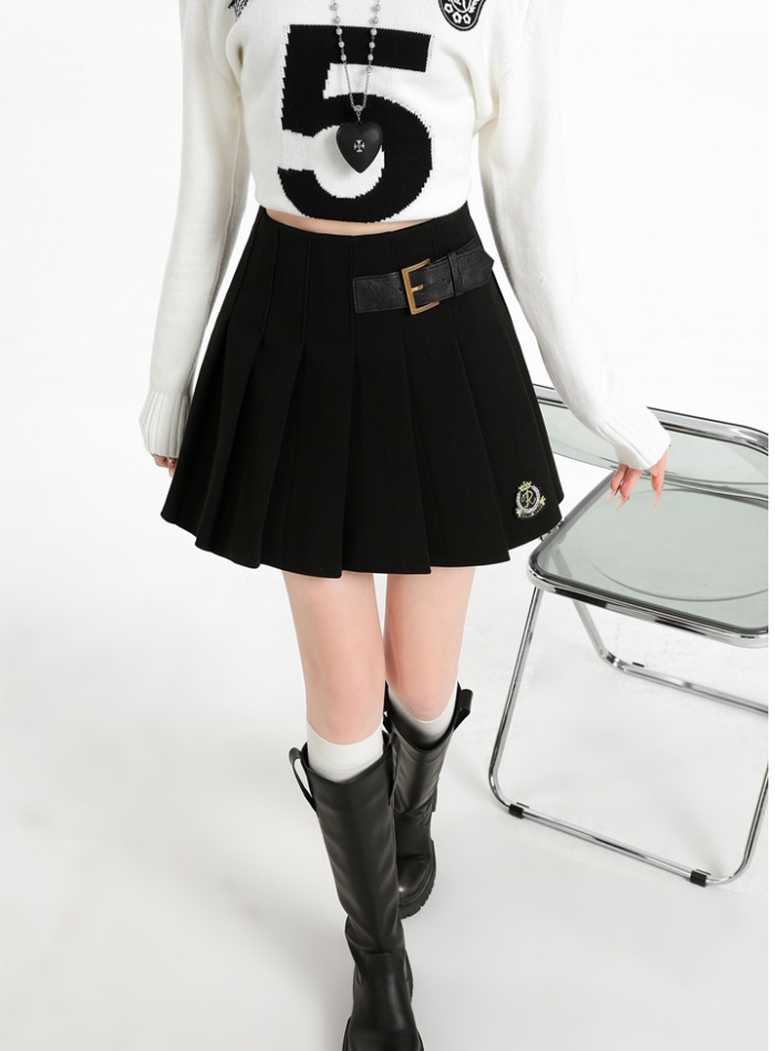 Woolen high waist skirt anti emptied short skirt for women