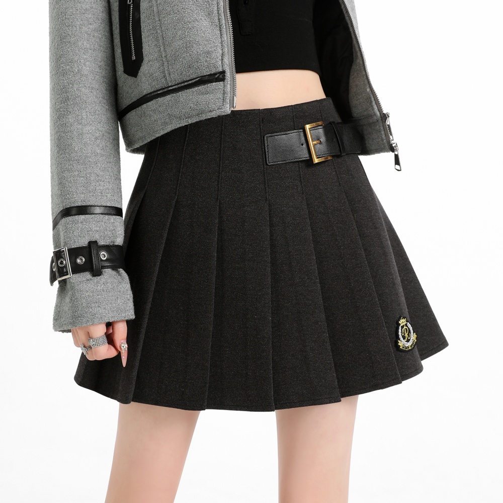Woolen high waist skirt anti emptied short skirt for women