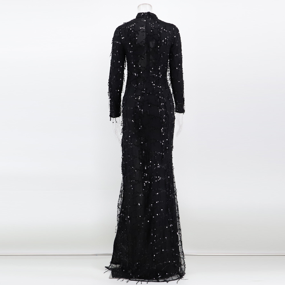 High split sequins long dress sexy European style dress