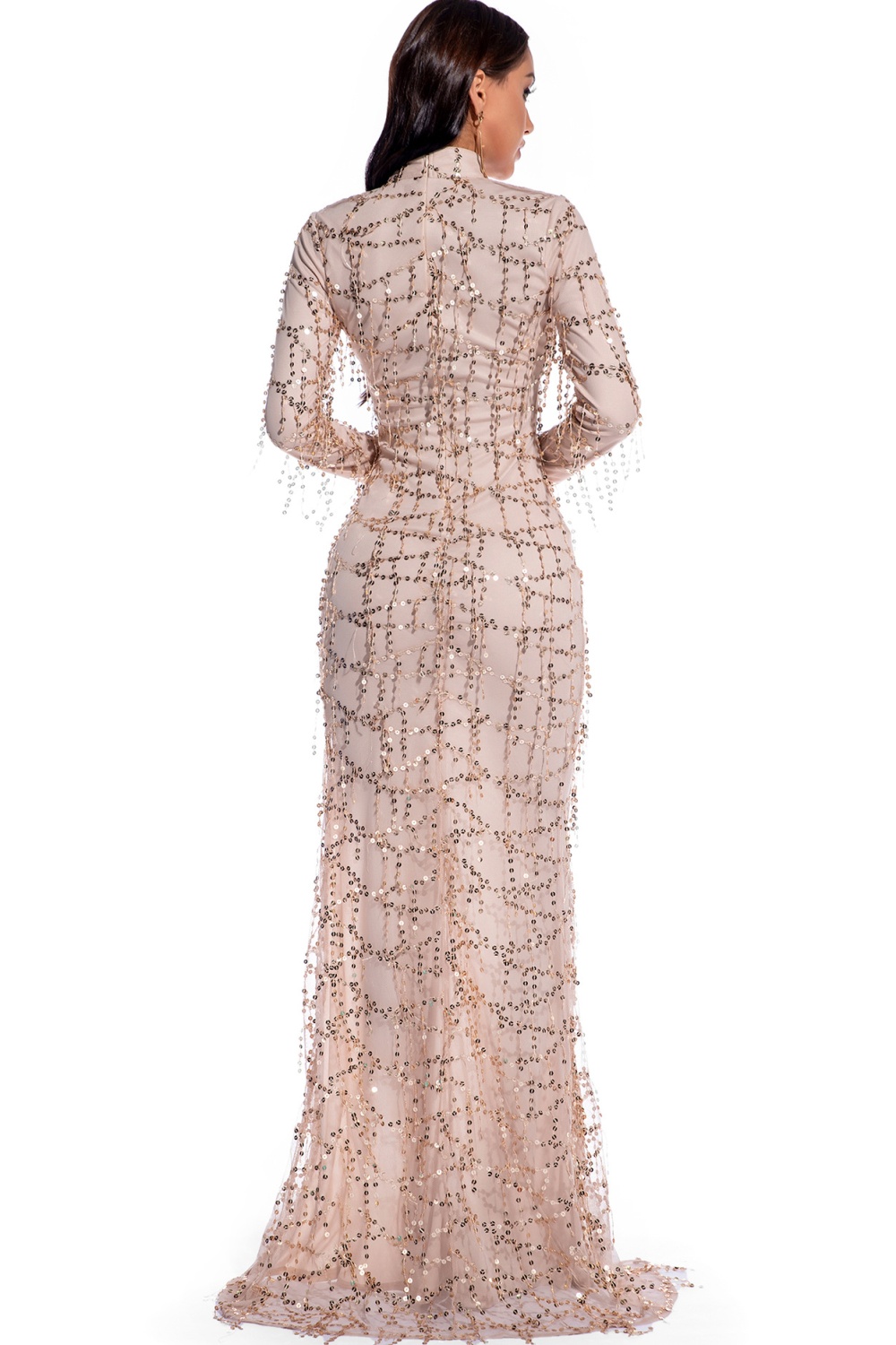 High split sequins long dress sexy European style dress