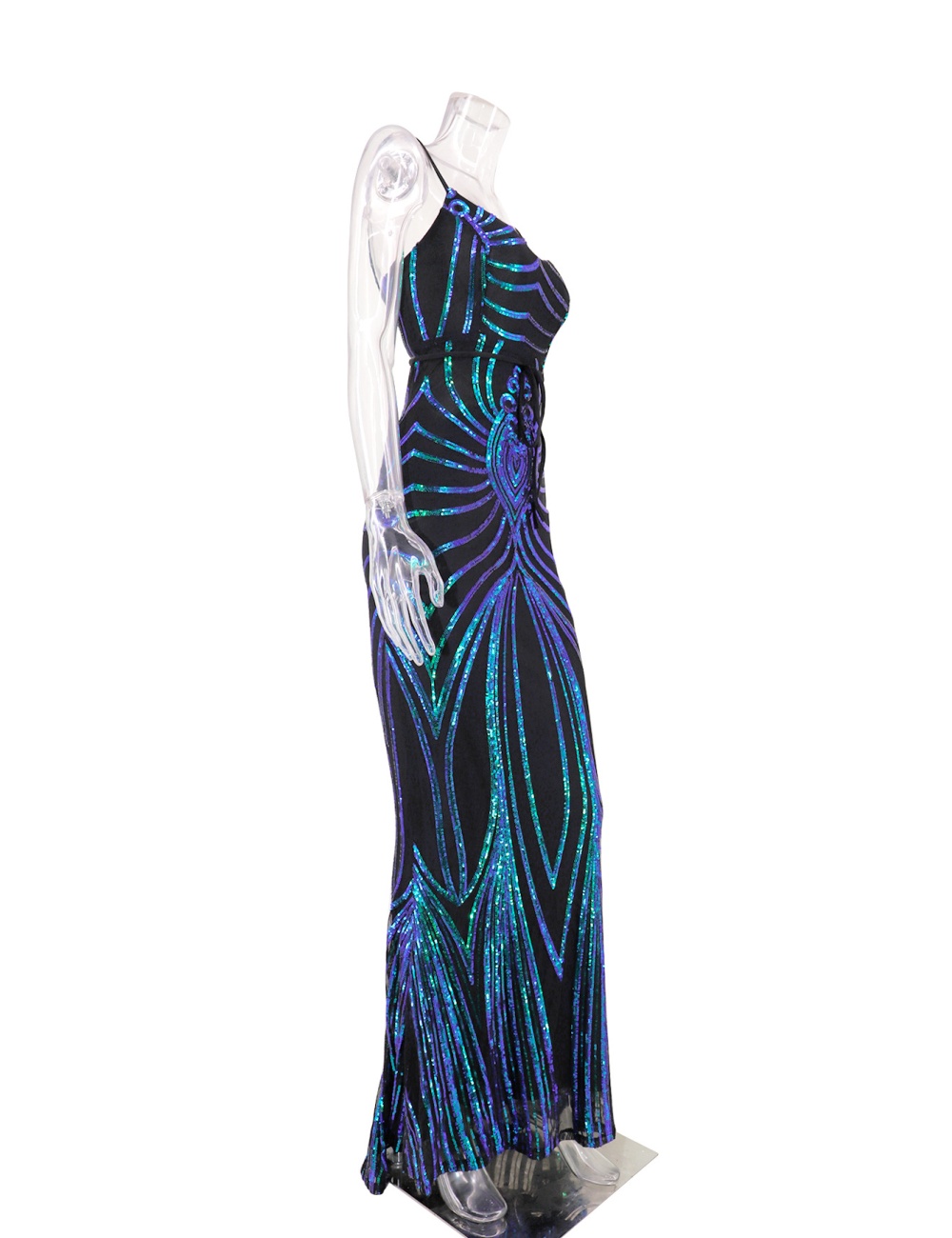 Sequins sexy halter dress sling long formal dress