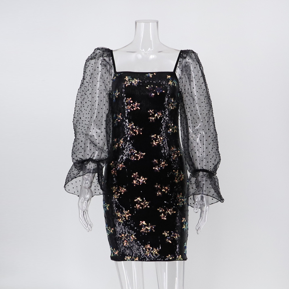 Nightclub halter formal dress sexy sequins dress