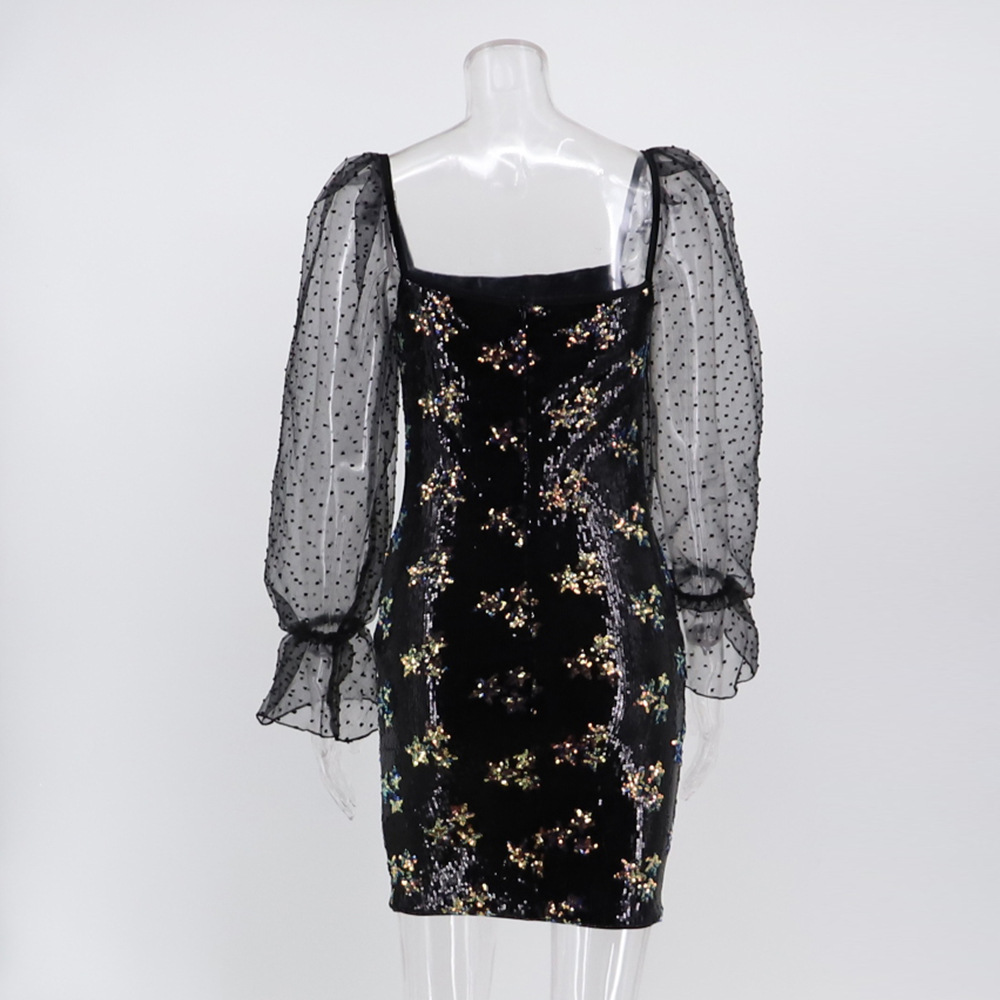 Nightclub halter formal dress sexy sequins dress