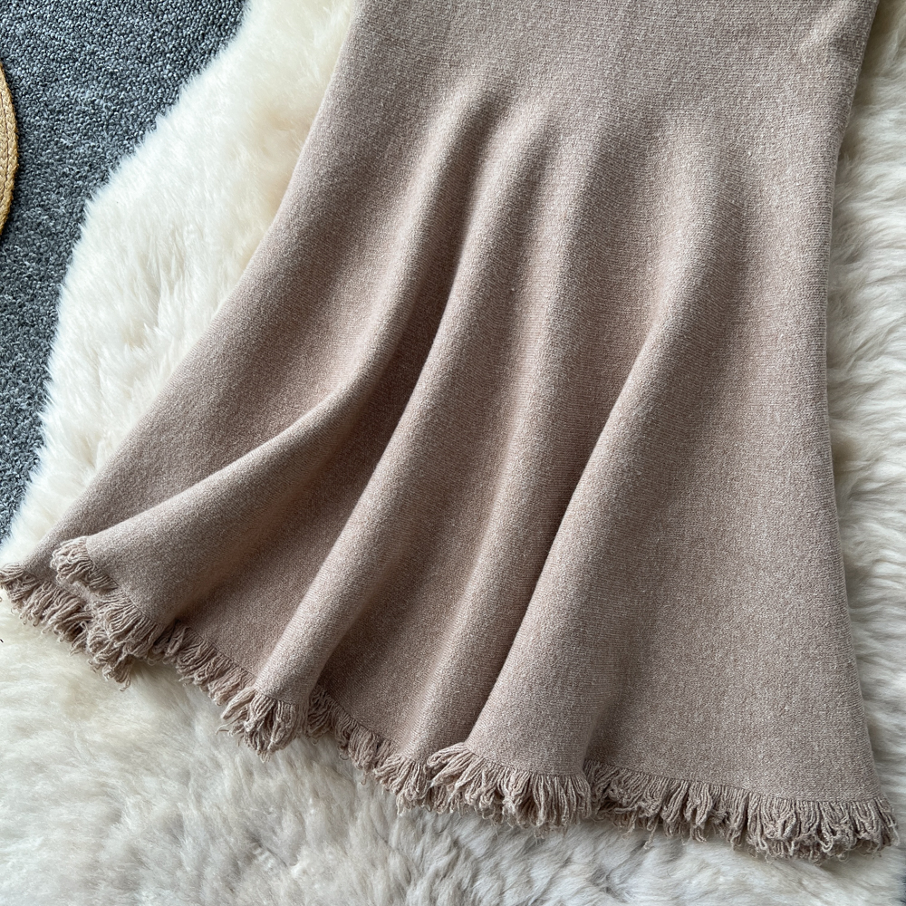 Slim high waist autumn and winter mermaid tassels skirt