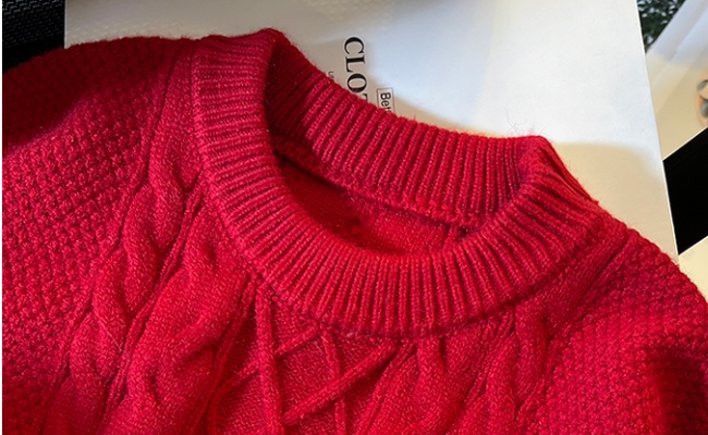 Knitted lazy sweater christmas jacquard tops for women