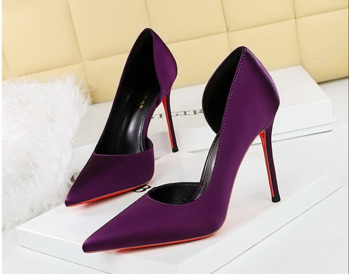 Low satin shoes sexy pointed high-heeled shoes for women